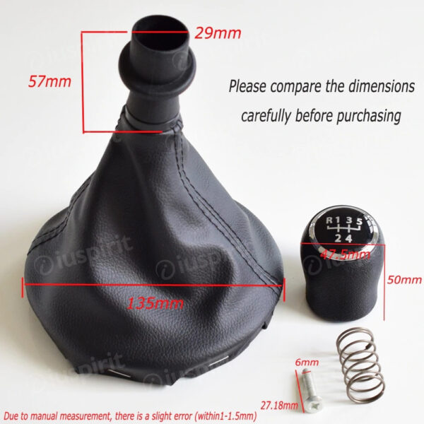Pomello cambio 5 marce per VW Transporter T5 2003-2011 cuffia leva cambio 5 marce - immagine 4