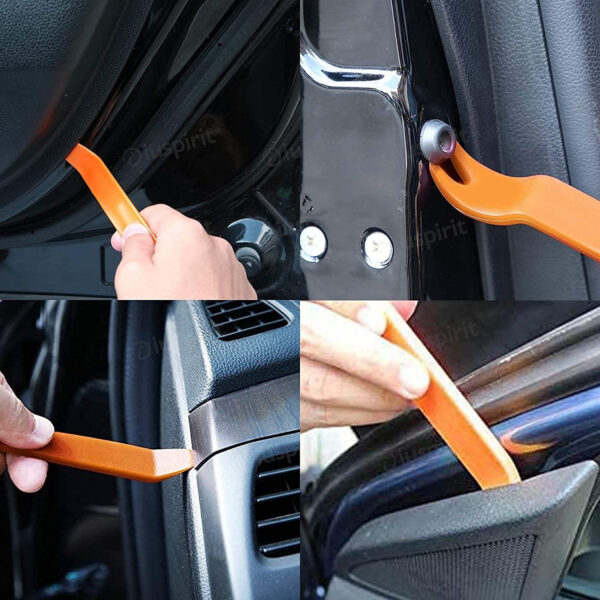 Set 4 leve di plastica set strumenti per la rimozione dei pannelli delle auto e le mascherine delle autoradio - immagine 3