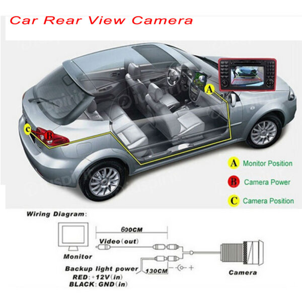 Telecamera retromarcia auto universale, telecamera posteriore auto, retrocamera auto universale - immagine 7