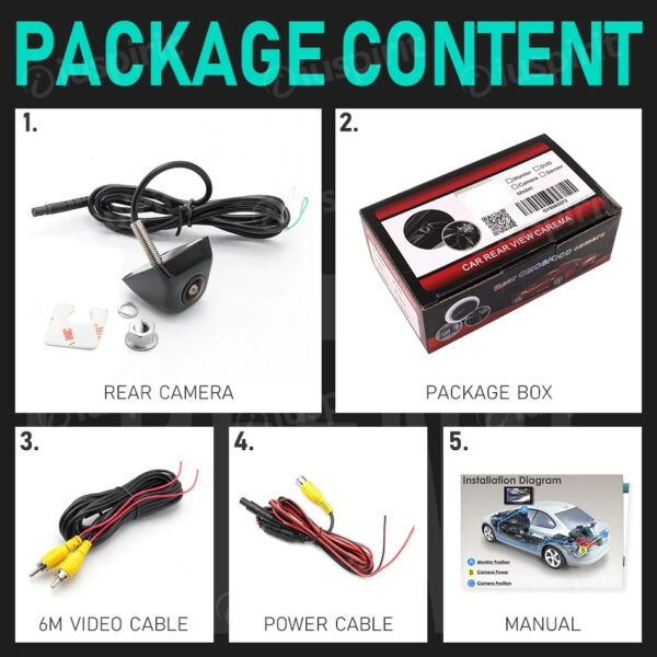 Telecamera retromarcia auto universale, telecamera posteriore auto, retrocamera auto universale - immagine 3