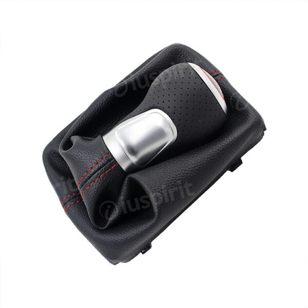 Pomello cambio 6 marce per Audi A4 S4 B8 8K A5 8T Q5 8R S LINE 2008-2015 cuffia con cuciture rosse - immagine 2