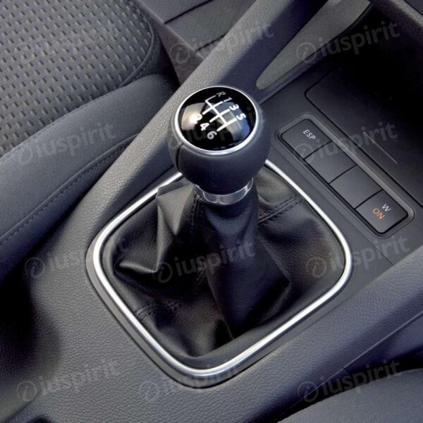Pomello cambio 6 marce per VW Golf 5, Golf 6 Jetta Scirocco cuffia vera pelle leva cambio 6 marce cuciture rosse - immagine 4