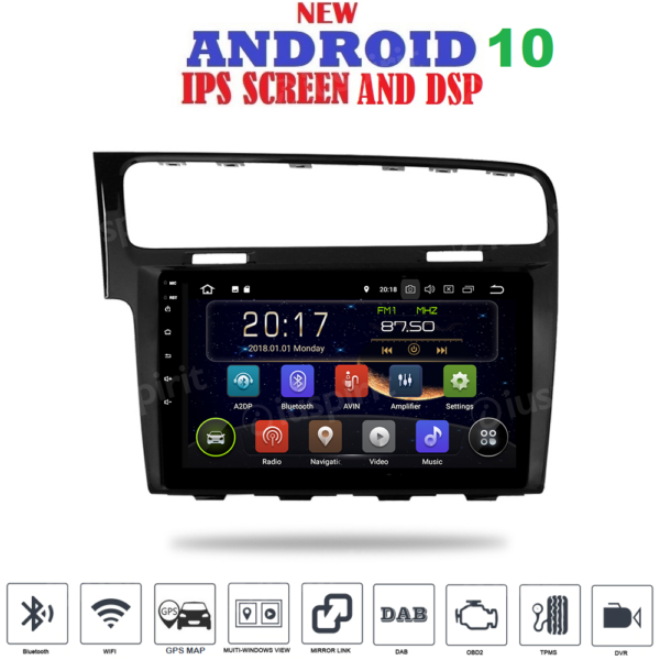 ANDROID 10 car navigation system for Volkswagen Golf 7 2013-2019 GPS WI-FI Bluetooth MirrorLink