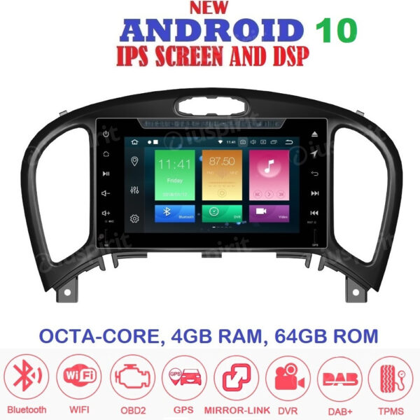 ANDROID 10 car radio 2 DIN navigation system for Nissan Juke 2014-2018 GPS DVD WI-FI Bluetooth MirrorLink
