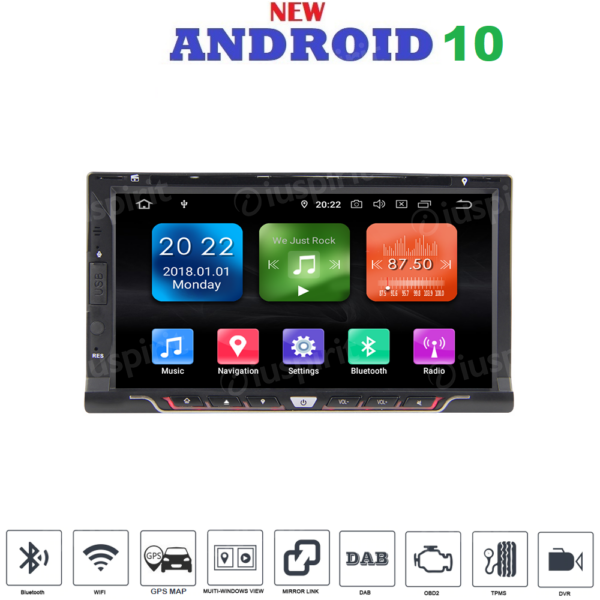 ANDROID 10 6.9 inch 2-DIN universal car radio GPS DVD USB SD WI-FI Bluetooth Mirrorlink