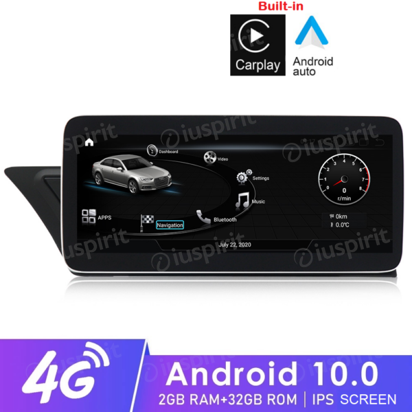 ANDROID navigation system for Audi A4 A5 S5/RS4/RS5/8K/B8/8T/4L 2008-2016 MMI 3G 10.25 inch 2GB RAM 32GB ROM Octa-Core CarPlay Android Auto Bluetooth GPS WI-FI