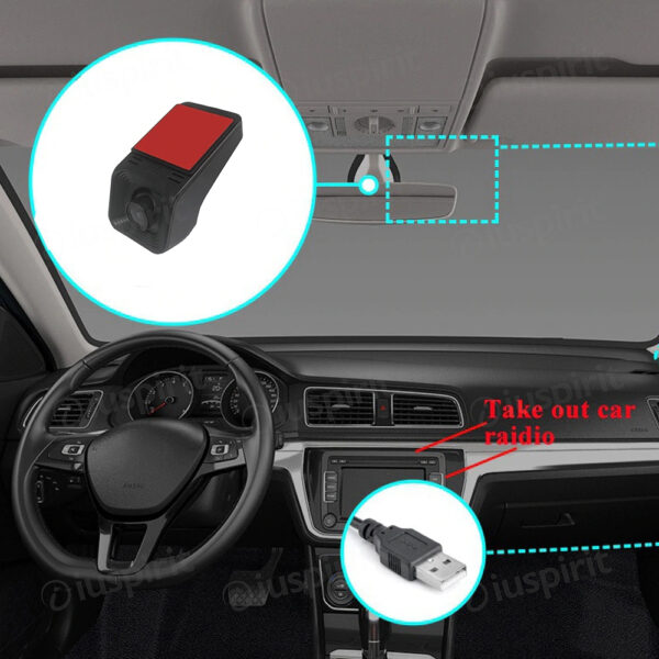 DVR DASH CAM per autoradio ANDROID HD mini registratore frontale USB 2.0 Digital Video Recorder - immagine 6