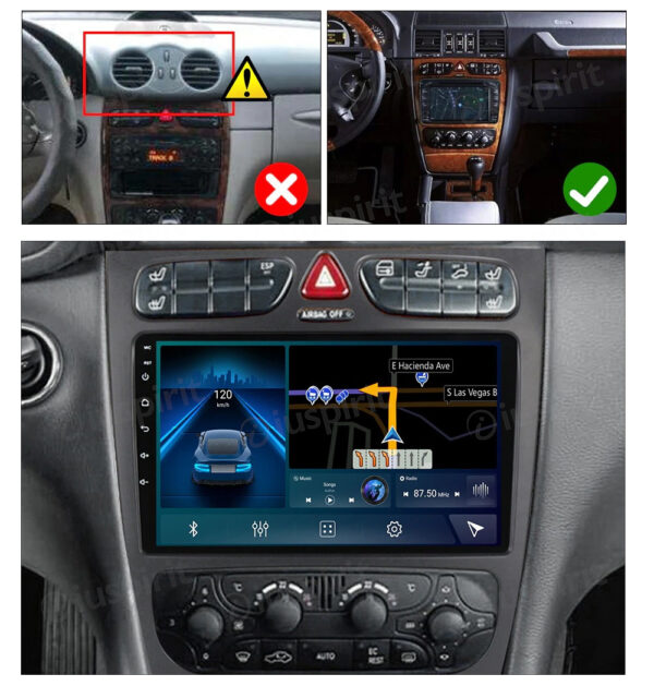 ANDROID autoradio navigatore per Mercedes classe C W203 classe CLK W209 classe A W168 classe G W463 CarPlay Android Auto GPS USB WI-FI Bluetooth 4G LTE - immagine 7