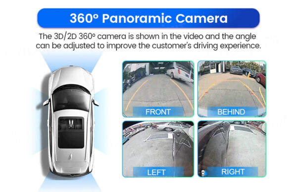 Telecamere 360 con vista panoramica anteriore posteriore sinistra e destra a 360° per autoradio Android - immagine 3