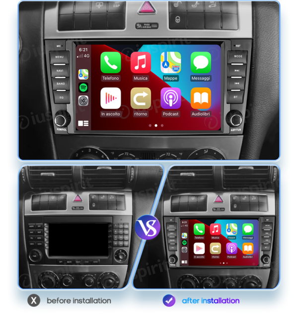 ANDROID autoradio navigatore per Mercedes classe C W203 C220 C230 C240 C280 Mercedes classe CLK W209 CLK200 CLK220 CLK 240 Mercedes classe CLC W203 W467 A209 W219 Android Auto GPS USB WI-FI Bluetooth 4G LTE - immagine 6