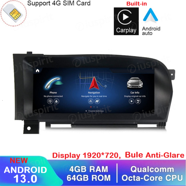 ANDROID navigatore per Mercedes Classe S W221 W216 CL 2006-2009 NTG 3.0 CarPlay Android Auto 10.25 pollici 4GB RAM 64GB ROM Octa-Core Bluetooth GPS WI-FI
