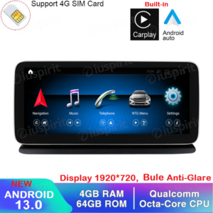 ANDROID navigatore per Mercedes Classe CLS W218 2013 NTG 4.5 CarPlay Android Auto 10.25 pollici 4GB RAM 64GB ROM Octa-Core Bluetooth GPS WI-FI