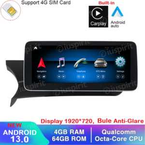 ANDROID navigator for Mercedes C-Class W204 2011-2014 NTG 4.5 10.25 inch 4GB RAM 64GB ROM Octa-Core CarPlay Android Auto Bluetooth GPS WI-FI