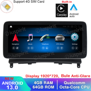 ANDROID navigator for Mercedes C-Class W204 2008-2010 NTG 4.0 10.25 inch 4GB RAM 64GB ROM Octa-Core CarPlay Android Auto Bluetooth GPS WI-FI