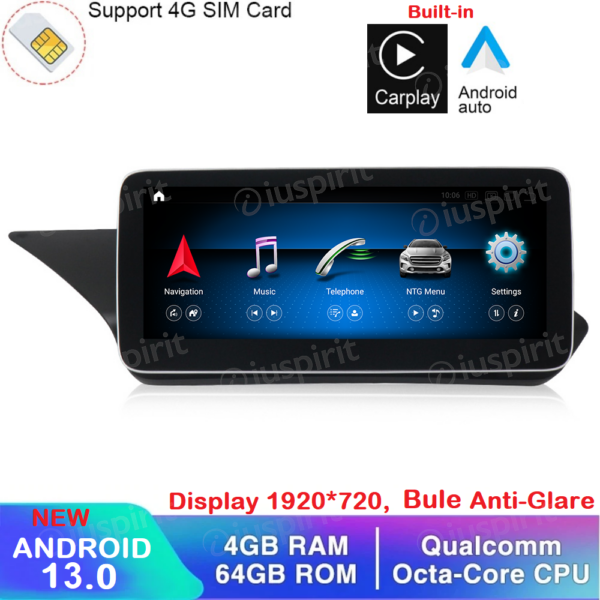 ANDROID navigator for Mercedes E-Class W212 E200 E230 E260 E300 S212 2013-2014 NTG 4.5 10.25 inch 4GB RAM 64GB ROM Octa-Core CarPlay Android Auto Bluetooth GPS WI-FI