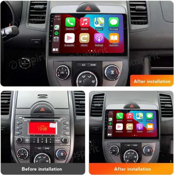 ANDROID autoradio navigatore per Kia Soul 2008-2013 CarPlay Android Auto GPS USB WI-FI Bluetooth 4G LTE - immagine 7