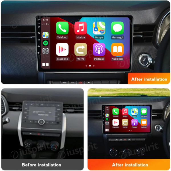 ANDROID autoradio navigatore per Renault Clio 5 2019-2021 CarPlay Android Auto GPS USB WI-FI Bluetooth 4G LTE - immagine 6