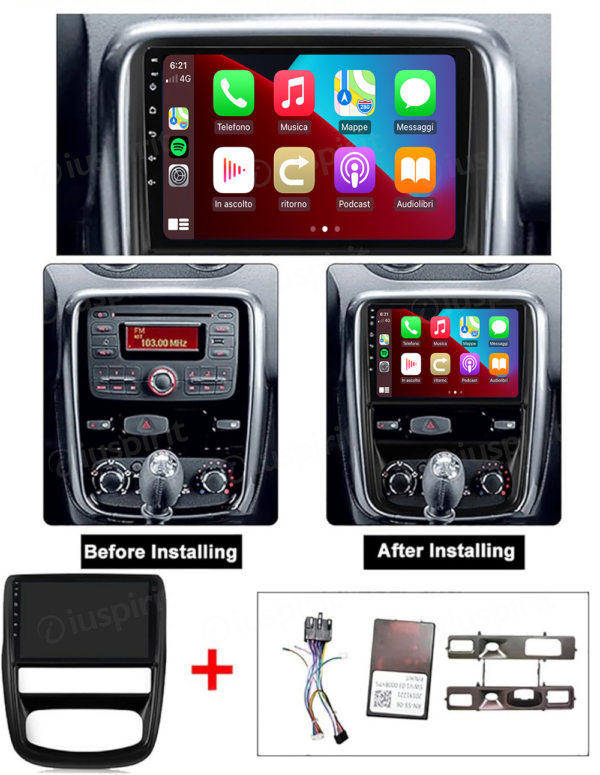 ANDROID autoradio navigatore per Renault Duster 1 2010-2015 Nissan Terrano 3 2014-2022 CarPlay Android Auto GPS USB WI-FI Bluetooth 4G LTE - immagine 6
