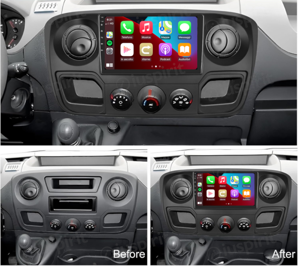 ANDROID autoradio navigatore per Renault Master Nissan NV400 Opel Movano 2010-2018 CarPlay Android Auto GPS USB WI-FI Bluetooth 4G LTE - immagine 6