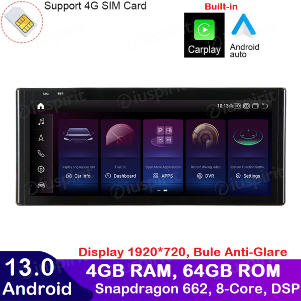 ANDROID navigator for Audi Q3 2013-2018 CarPlay Android Auto 10.25 inch 4GB RAM 64GB ROM Octa-Core Bluetooth GPS WI-FI