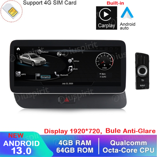 ANDROID navigator for Audi Q5 2009-2017 10.25 inch 4GB RAM 64GB ROM Octa-Core CarPlay Android Car Bluetooth GPS WI-FI