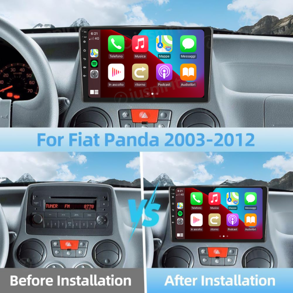 ANDROID autoradio navigatore per Fiat Panda 2003-2012 Android Auto GPS USB WI-FI Bluetooth 4G LTE - immagine 7