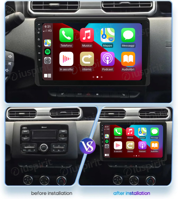 ANDROID autoradio navigatore per Renault Duster Renault Arkana 2019-2022 CarPlay Android Auto GPS USB WI-FI Bluetooth 4G LTE - immagine 6
