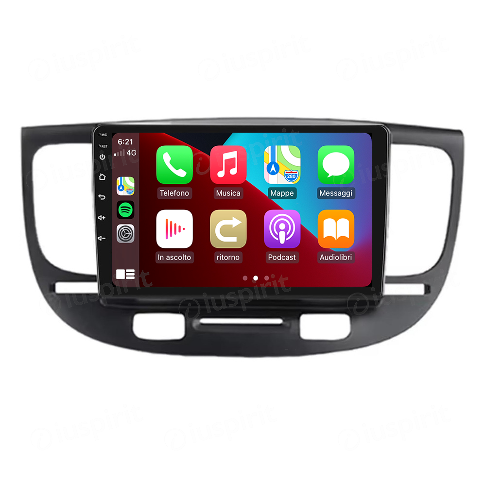 ANDROID autoradio navigatore per Kia Rio 2005-2010 CarPlay Android Auto GPS USB WI-FI Bluetooth color nero 4G LTE